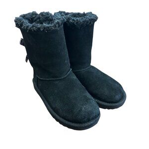 Ugg Boots Youth Big Kids 2 Black Pull On Bows Bailey Winter